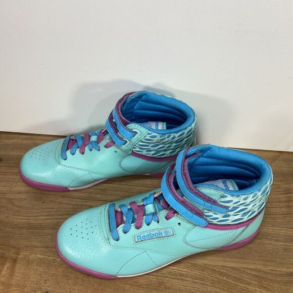 Reebok Girls HI Classic Blue Beam Ultraberry M46776 Sneakers Size 6 Retro Style - Picture 2 of 15